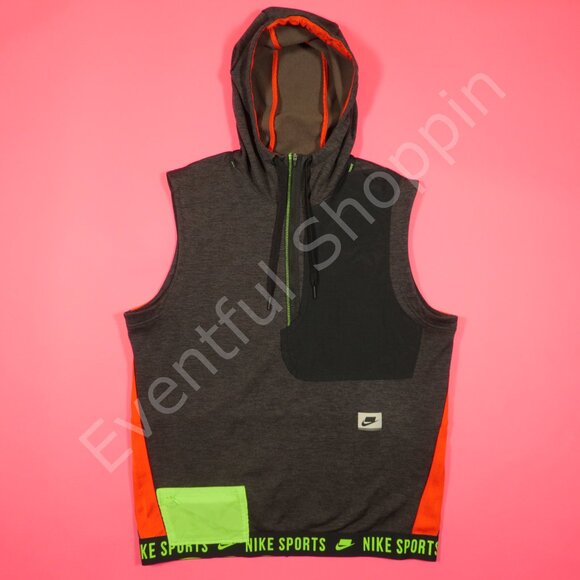 Nike Hoodie Mens Medium Gray Vest Therma Dri Fit Clash Half Zip Pullover - Picture 2 of 8